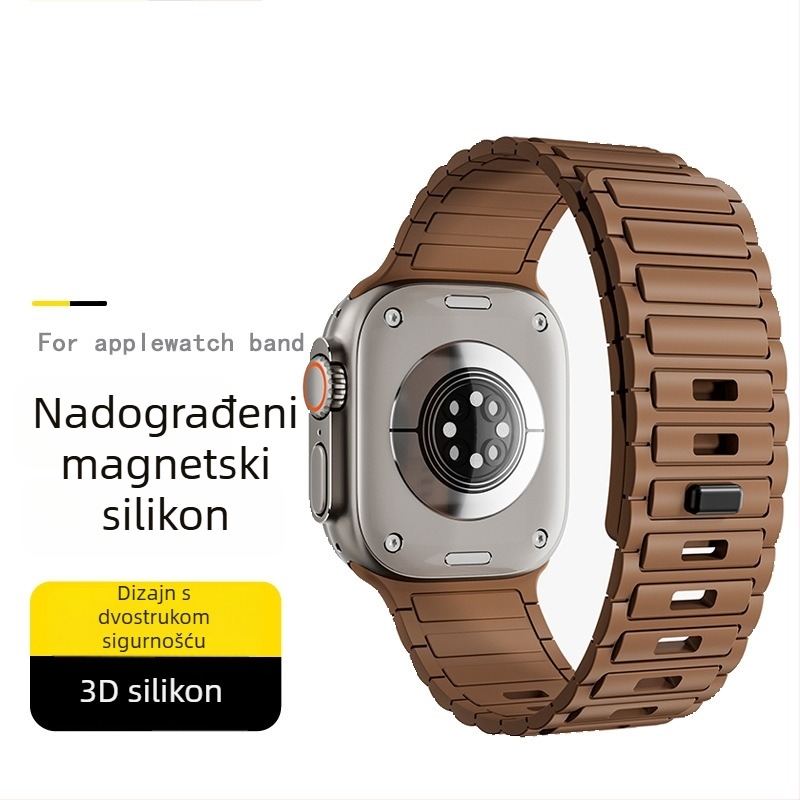 Silikonska magnetska narukvica za Apple Watch 9/S10/Ultra — minimalistički stil, težina 15 g