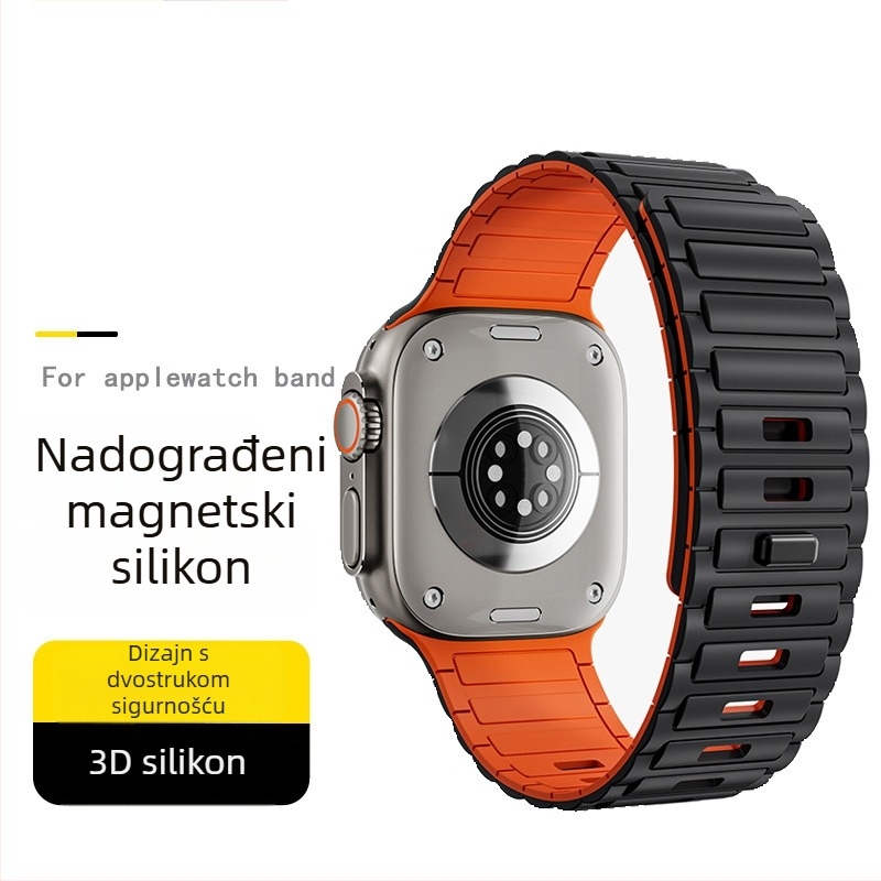 Silikonska magnetska narukvica za Apple Watch 9/S10/Ultra — minimalistički stil, težina 15 g