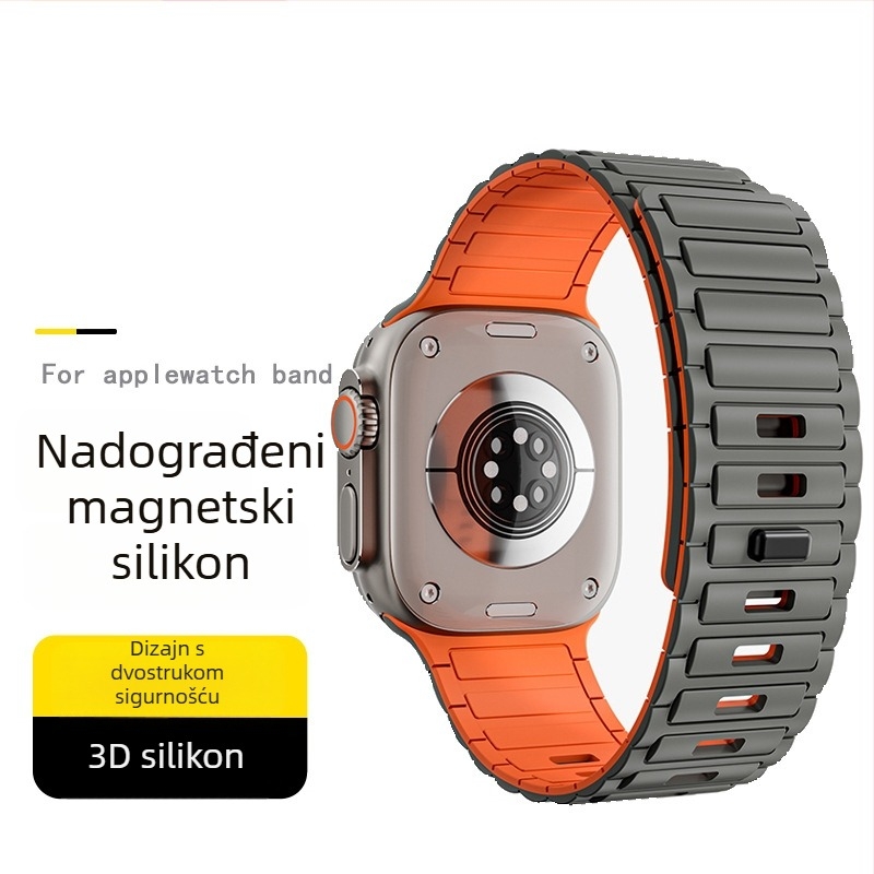 Silikonska magnetska narukvica za Apple Watch 9/S10/Ultra — minimalistički stil, težina 15 g