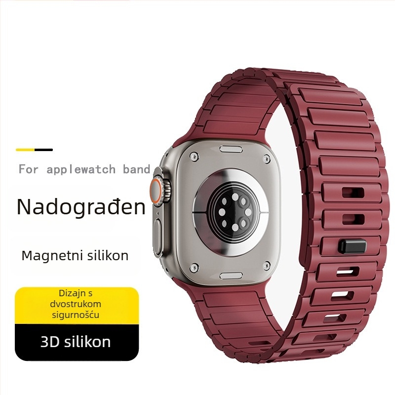 Silikonska magnetska narukvica za Apple Watch 9/S10/Ultra — minimalistički stil, težina 15 g