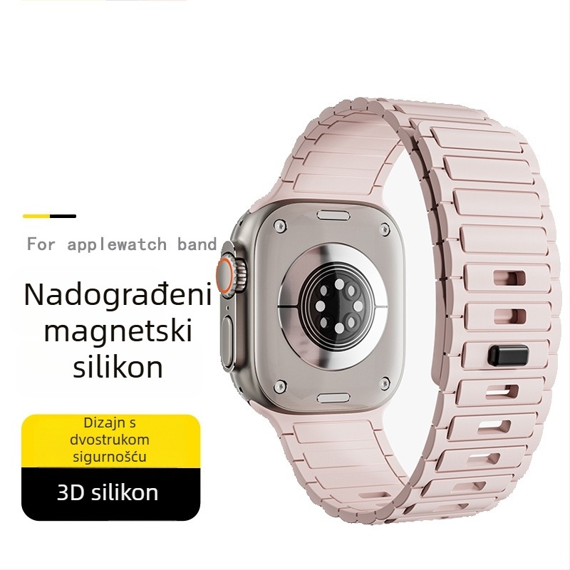 Silikonska magnetska narukvica za Apple Watch 9/S10/Ultra — minimalistički stil, težina 15 g
