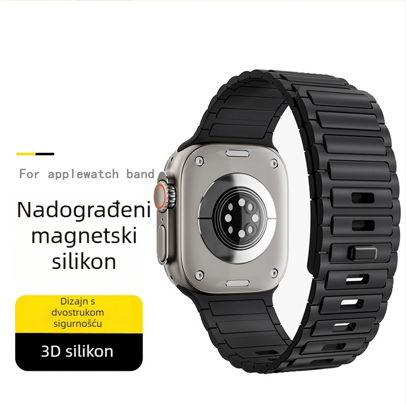 Silikonska magnetska narukvica za Apple Watch 9/S10/Ultra — minimalistički stil, težina 15 g