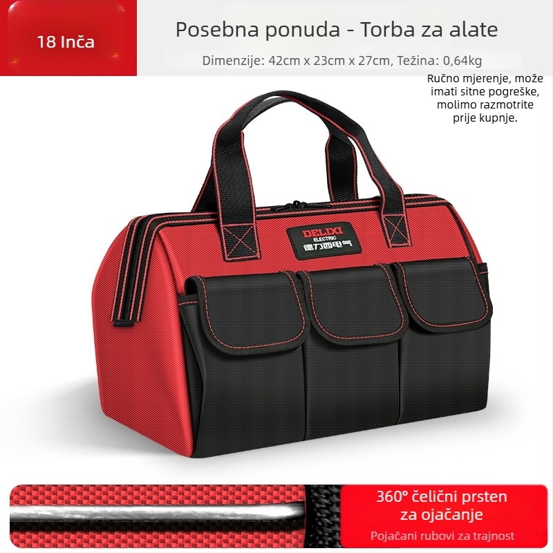 Platnena torba za alate za električare — čvrsta i izdržljiva, višenamjenska prijenosna torba za popravke i drvnu obradu
