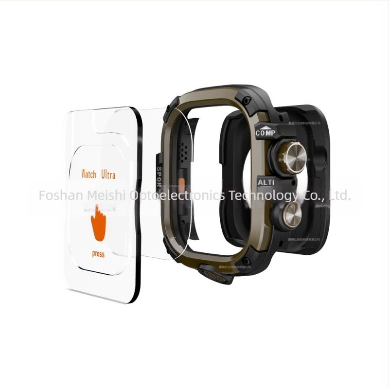 Zaštitna futrola za Apple Watch s kovnim vodootpornim kućištem i integriranim zaštitnim staklom; Kompatibilno s 44/45/46/49 mm; Materijal: PC + kaljeno staklo; Marka: Momeishi; Šifra: SBK-054