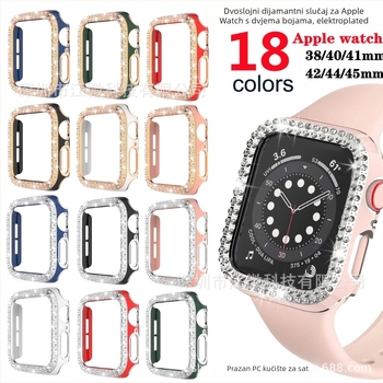 Kućište za Apple Watch S98, PC materijal, s dijamantnim detaljem u dvostrukom redu i laserno izrezanim otvorima