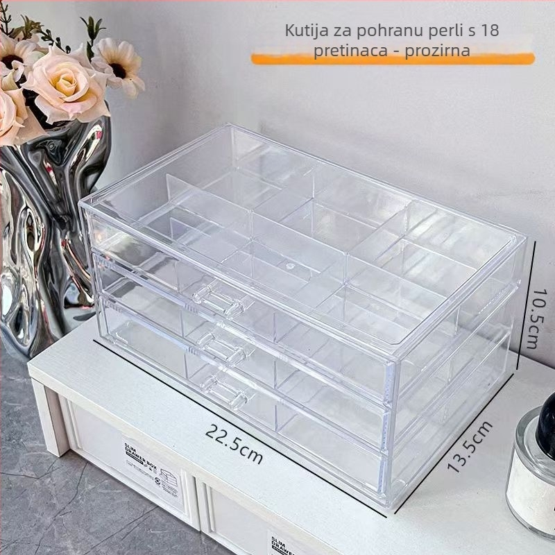Prozirni višeslojni organizator za nakit od akrila, pretinci za prstenje i ogrlice