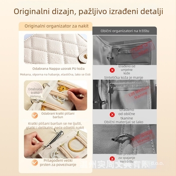 Torba za nakit od PU kože s uzorkom Nappa, korejski dizajn, tvrda konstrukcija