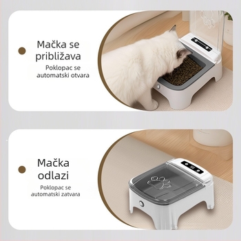 Automatska hranilica za mačke i pse sa senzorom otvaranja poklopca i vremenskim očuvanjem svježine u keramičkoj zdjeli