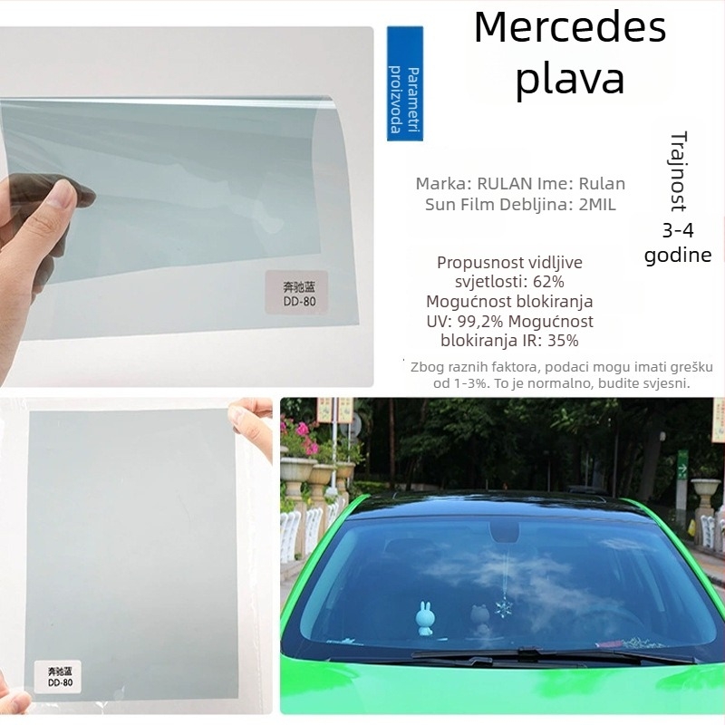 Film za izolaciju topline automobila - PET, prolaz svjetla 5-80%, toplinska izolacija 60%, UV zaštita 99%