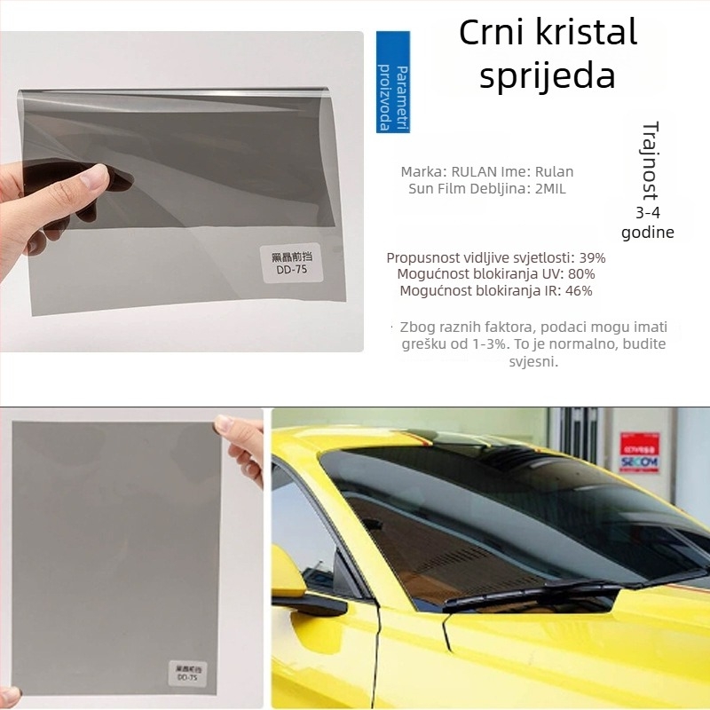 Film za izolaciju topline automobila - PET, prolaz svjetla 5-80%, toplinska izolacija 60%, UV zaštita 99%