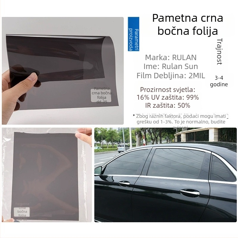 Film za izolaciju topline automobila - PET, prolaz svjetla 5-80%, toplinska izolacija 60%, UV zaštita 99%