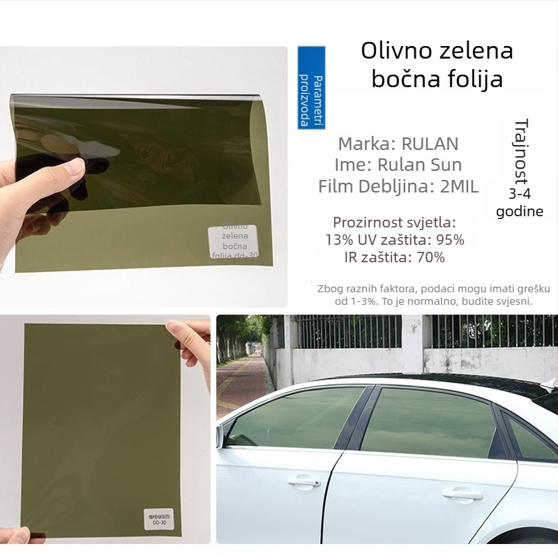 Film za izolaciju topline automobila - PET, prolaz svjetla 5-80%, toplinska izolacija 60%, UV zaštita 99%