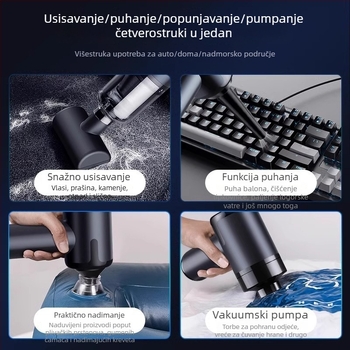 Ručni usisavač za automobil s bežičnim punjenjem, snažan usisni učinak 11000 Pa, kompaktan, 120 W ulazna snaga