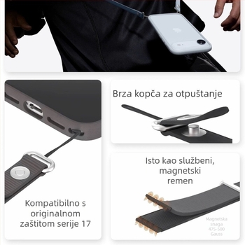 Magnetski crossbody kaiš za iPhone 17, najlonski pleteni kaiš, unisex, prilagodljivo logo, metalna kopča