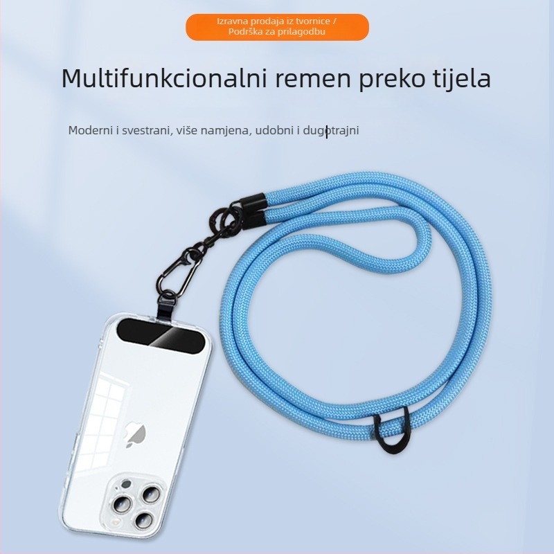 Lančić za mobitel, tkanina od poliestera, ručna izrada, metalna kopča, mogućnost ispisa logotipa