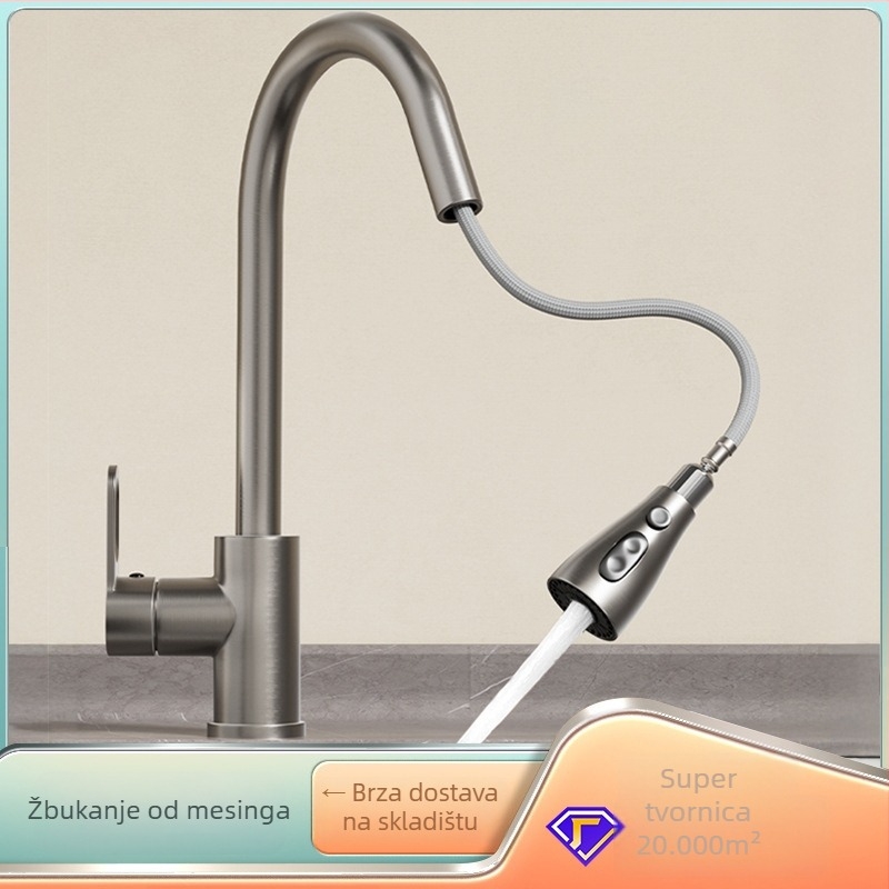 Kuhinjski faucet s izvučenjem, bakreni, model FA-9733, promjer priključka 15 mm, radna temperatura 0–80°C