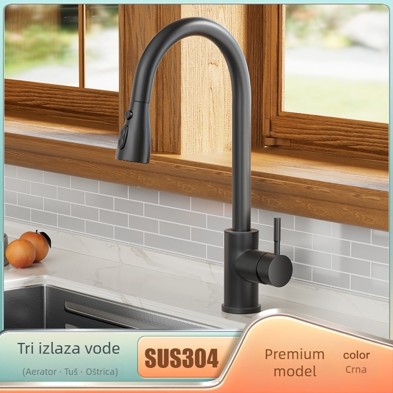 Kuhinjski faucet s izvučenjem, bakreni, model FA-9733, promjer priključka 15 mm, radna temperatura 0–80°C