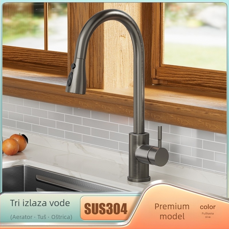 Kuhinjski faucet s izvučenjem, bakreni, model FA-9733, promjer priključka 15 mm, radna temperatura 0–80°C