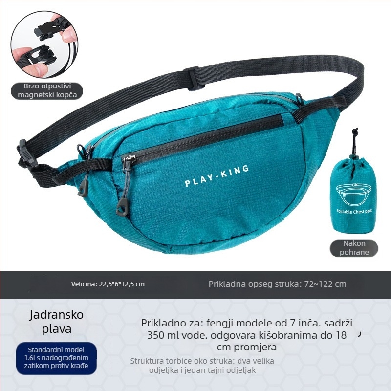 Unisex nylon sportska torba oko struka – prozračna, vodootporna, ultralegana, zaštita od krađe, za vanjske sportove