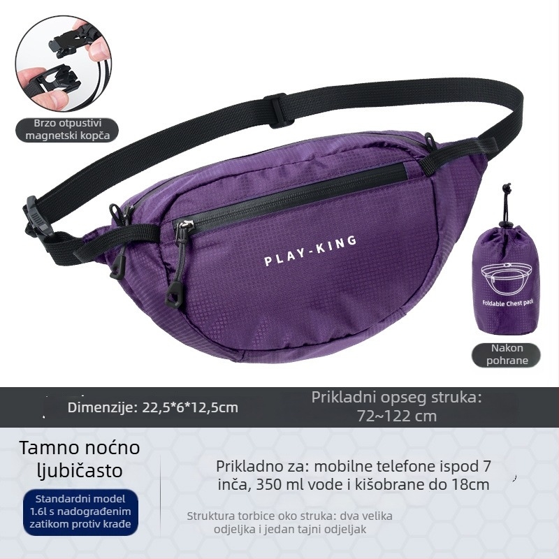 Unisex nylon sportska torba oko struka – prozračna, vodootporna, ultralegana, zaštita od krađe, za vanjske sportove