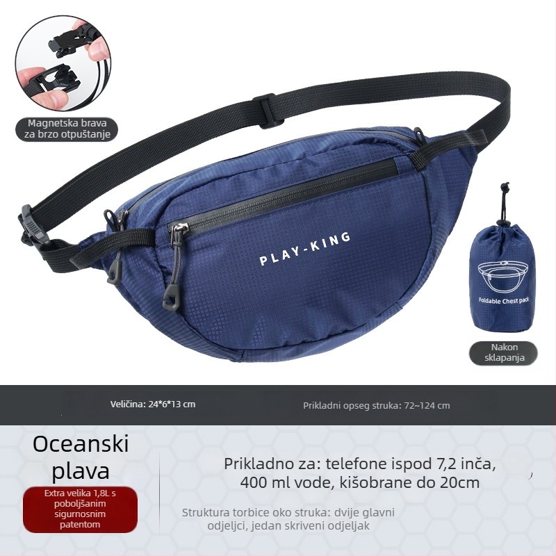 Unisex nylon sportska torba oko struka – prozračna, vodootporna, ultralegana, zaštita od krađe, za vanjske sportove