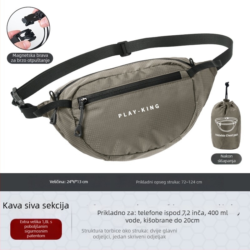 Unisex nylon sportska torba oko struka – prozračna, vodootporna, ultralegana, zaštita od krađe, za vanjske sportove