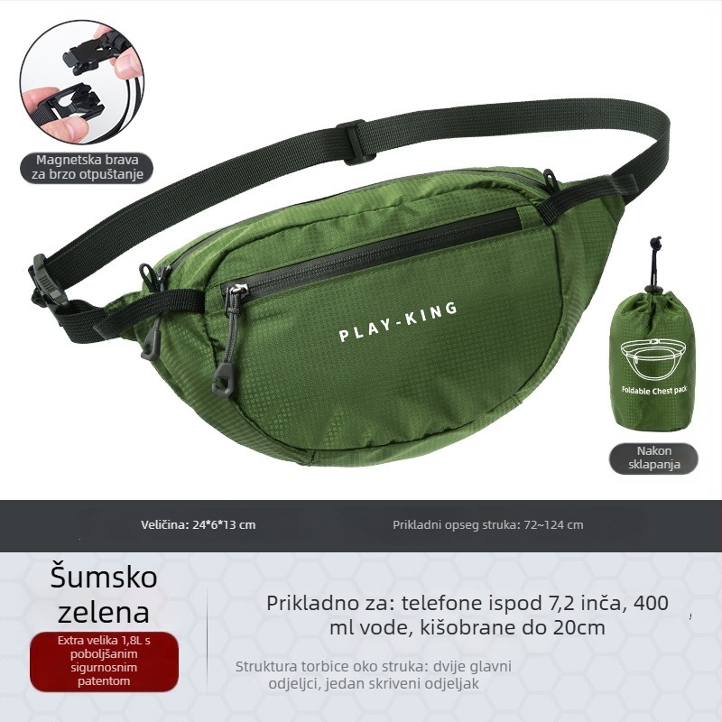Unisex nylon sportska torba oko struka – prozračna, vodootporna, ultralegana, zaštita od krađe, za vanjske sportove