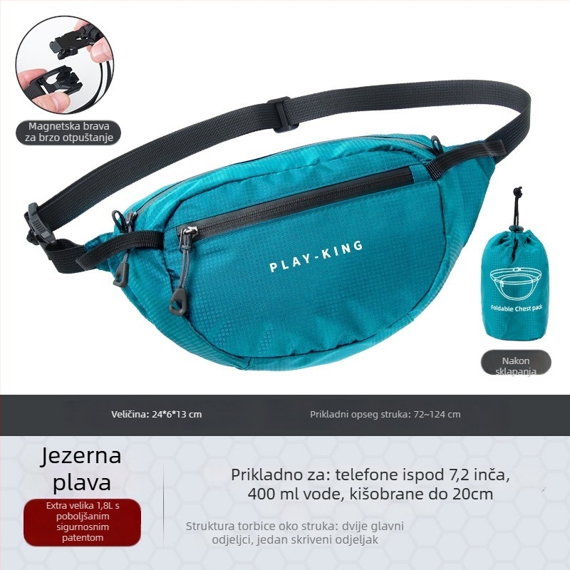 Unisex nylon sportska torba oko struka – prozračna, vodootporna, ultralegana, zaštita od krađe, za vanjske sportove