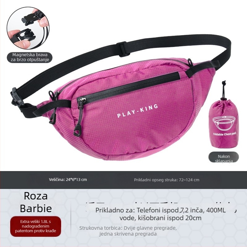 Unisex nylon sportska torba oko struka – prozračna, vodootporna, ultralegana, zaštita od krađe, za vanjske sportove