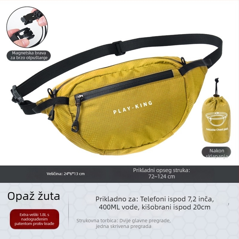 Unisex nylon sportska torba oko struka – prozračna, vodootporna, ultralegana, zaštita od krađe, za vanjske sportove