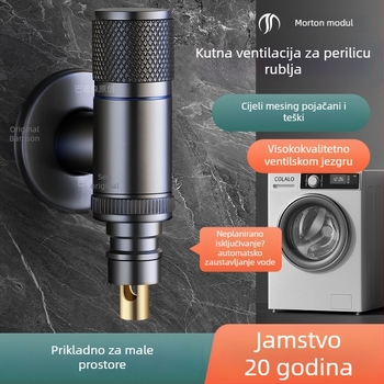 Mesingana slavina za perilicu rublja s keramičnim disk ventilom – spiralno otvaranje, trostruka konstrukcija, brušeni završetak, Watermarks certifikat