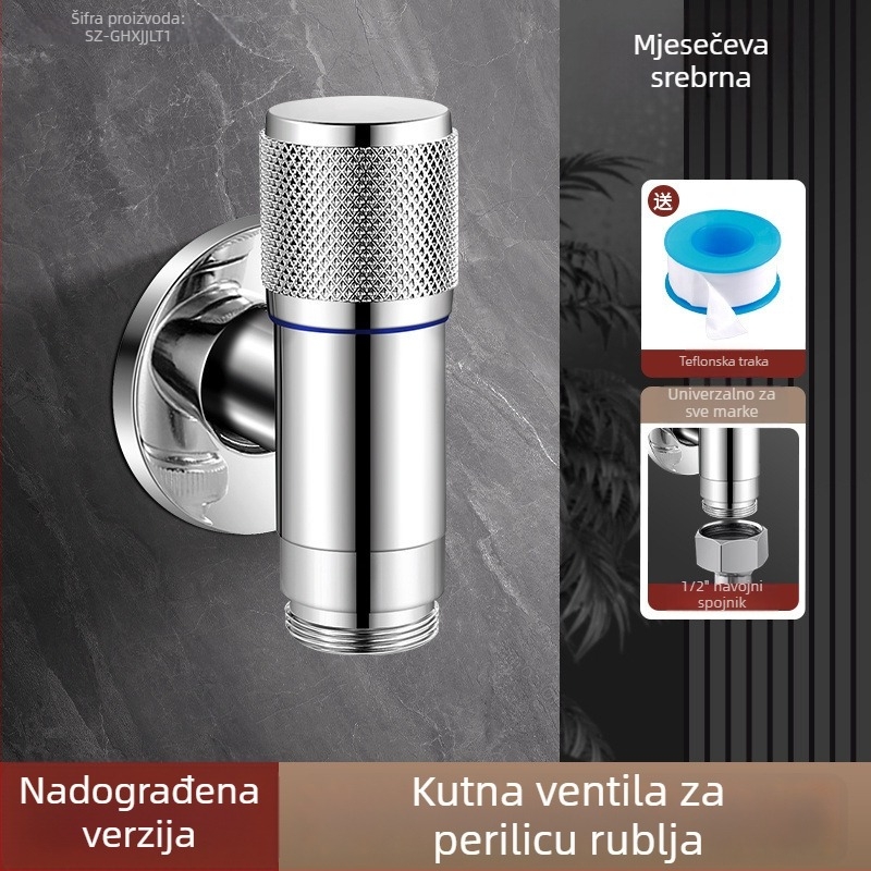 Mesingana slavina za perilicu rublja s keramičnim disk ventilom – spiralno otvaranje, trostruka konstrukcija, brušeni završetak, Watermarks certifikat