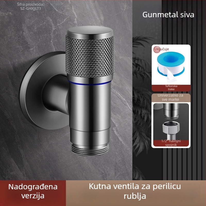 Mesingana slavina za perilicu rublja s keramičnim disk ventilom – spiralno otvaranje, trostruka konstrukcija, brušeni završetak, Watermarks certifikat