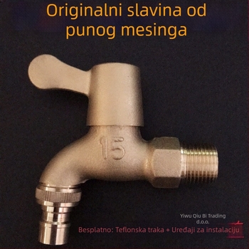 Kran za perilicu rublja od bakra, 1 ulaz, 2 izlaza, vanjski, otporan na smrzavanje i krađu, mat površina, keramički disk ventil, rotacijsko upravljanje, spiralno otvaranje, trostruka konstrukcija