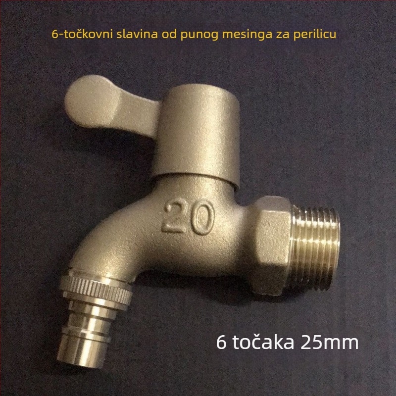 Kran za perilicu rublja od bakra, 1 ulaz, 2 izlaza, vanjski, otporan na smrzavanje i krađu, mat površina, keramički disk ventil, rotacijsko upravljanje, spiralno otvaranje, trostruka konstrukcija