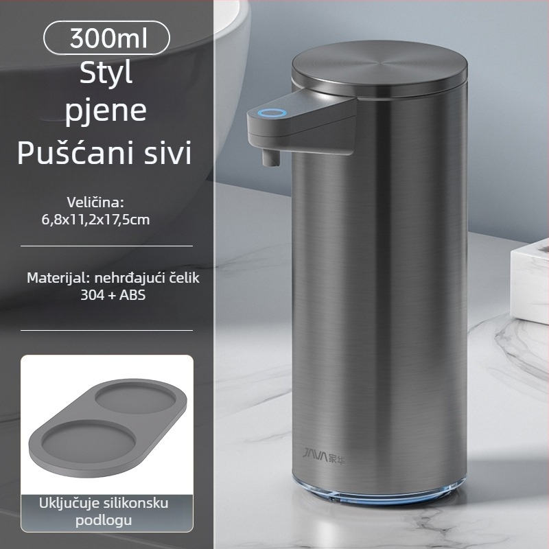 Automatski dozator sapuna sa senzorom od nehrđajućeg čelika, zidni, indukcijska funkcija, završna obrada otporna na otiske prstiju, 500 g