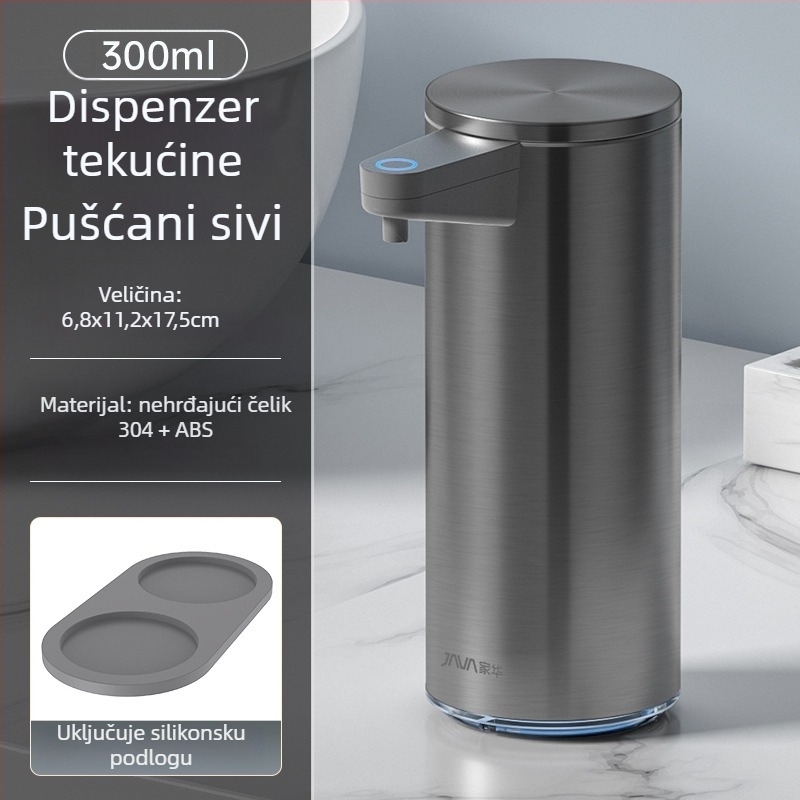 Automatski dozator sapuna sa senzorom od nehrđajućeg čelika, zidni, indukcijska funkcija, završna obrada otporna na otiske prstiju, 500 g