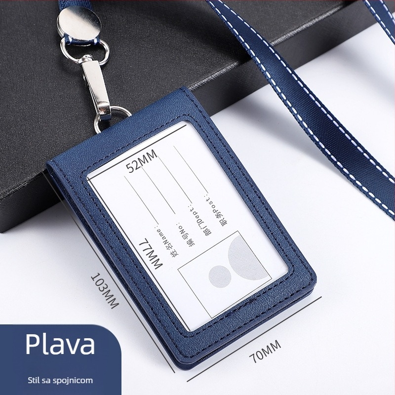 Flip držač za identifikacijsku karticu s odvojivim narukvicem, kapacitet 2 kartice, 1 sloj novčanika, PU materijal, unutarnja sintetička koža, poslovni stil putovanja