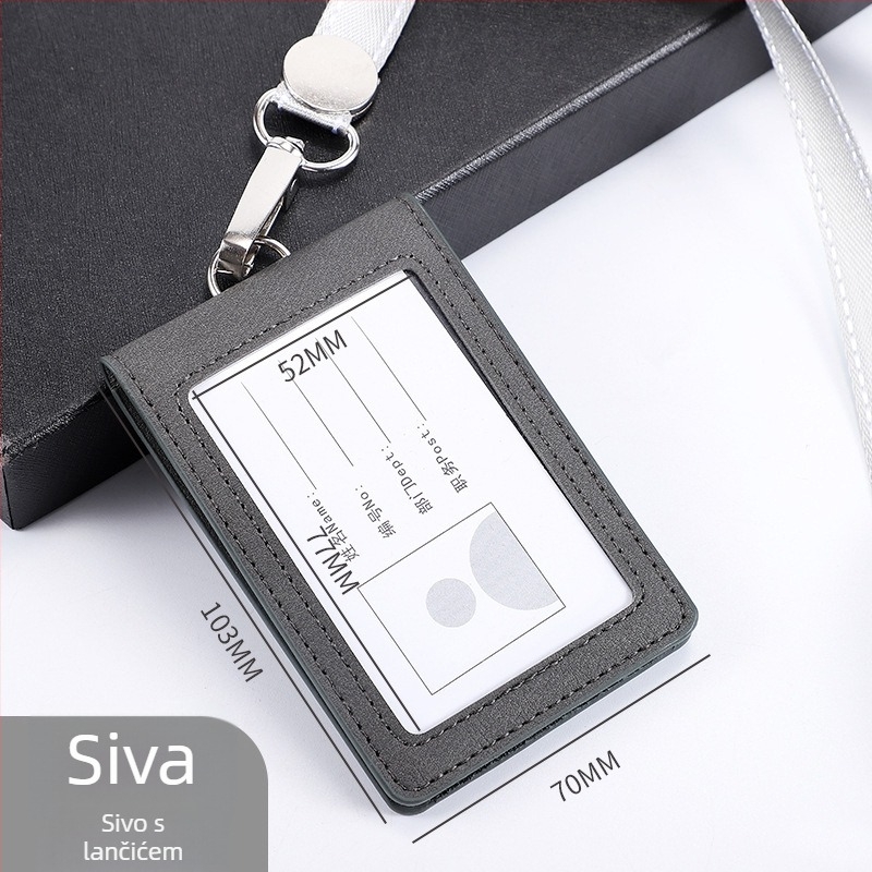 Flip držač za identifikacijsku karticu s odvojivim narukvicem, kapacitet 2 kartice, 1 sloj novčanika, PU materijal, unutarnja sintetička koža, poslovni stil putovanja