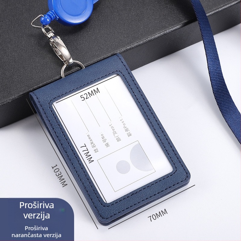 Flip držač za identifikacijsku karticu s odvojivim narukvicem, kapacitet 2 kartice, 1 sloj novčanika, PU materijal, unutarnja sintetička koža, poslovni stil putovanja