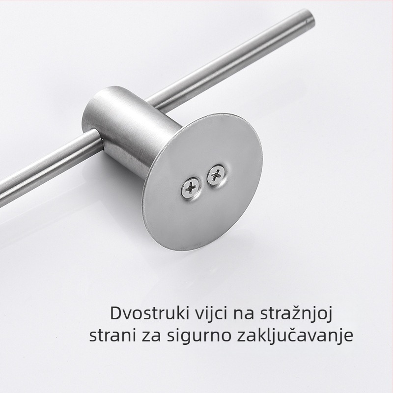 Nerđajući čelik, zidna šipka za ručnike, prilagodljiva lijevo-desno, jednoručna šipka, brušeni završetak