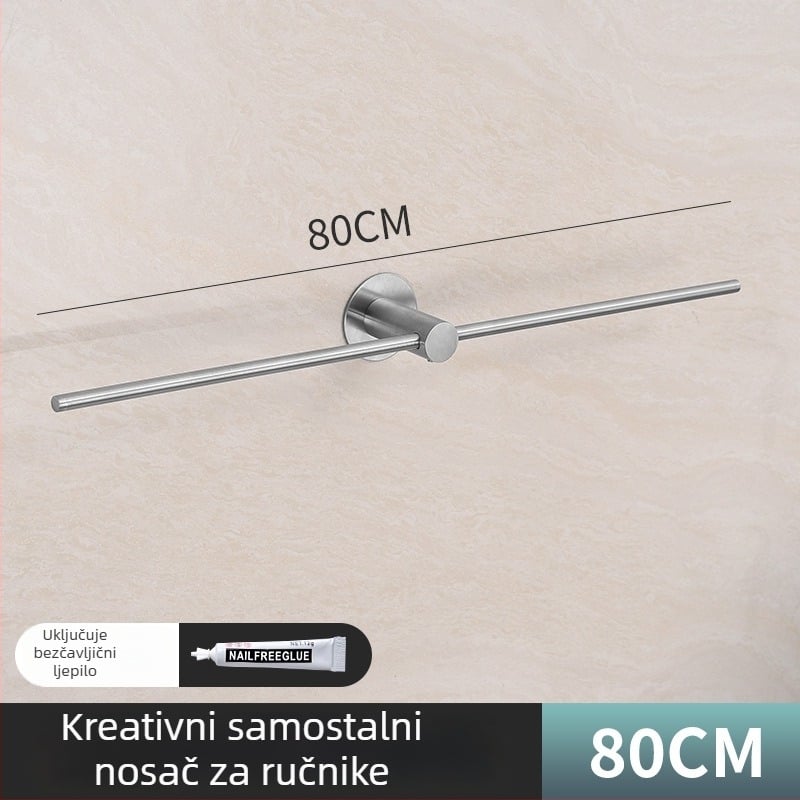 Nerđajući čelik, zidna šipka za ručnike, prilagodljiva lijevo-desno, jednoručna šipka, brušeni završetak