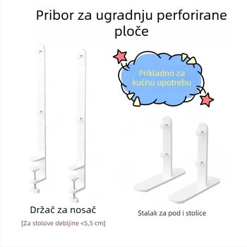Stolni klips stalak za zidnu montažu, plastični, 1 razina, podesivi pojačani okvir za fiksiranje, višestruka primjena