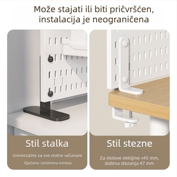 Stolni klips stalak za zidnu montažu, plastični, 1 razina, podesivi pojačani okvir za fiksiranje, višestruka primjena