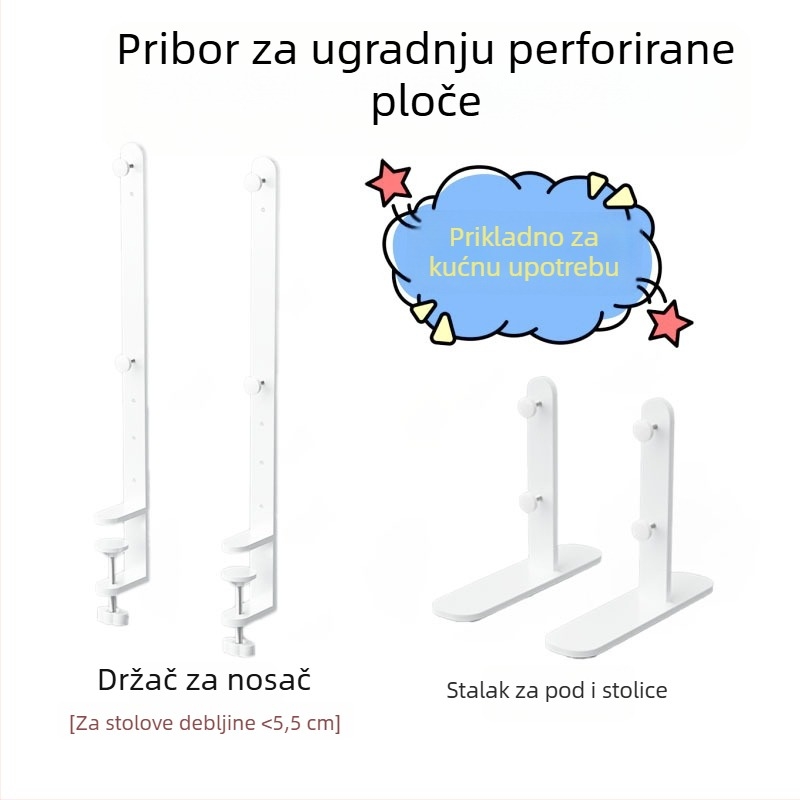 Stolni klips stalak za zidnu montažu, plastični, 1 razina, podesivi pojačani okvir za fiksiranje, višestruka primjena