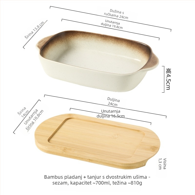 Pravokutna porculanska zdjela u japanskom stilu, pogodna za mikrovalnu pećnicu, marka Youjia ming porcelain
