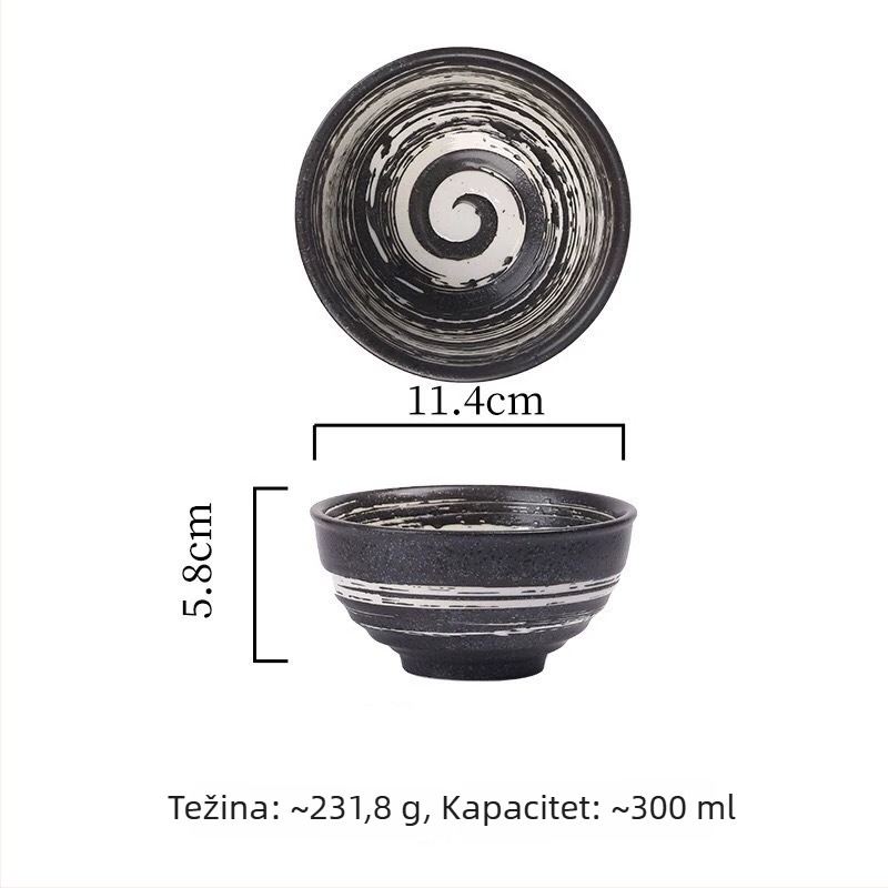 Japanski stil porculanska zdjela za rižu, okruglog oblika, mikrovalna kompatibilnost, glazirana površina, set posuđa, mogućnost prilagođavanja logotipa