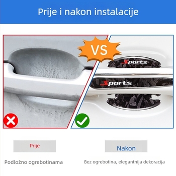 Auto zaštitna traka za vrata s karbonskim uzorkom – univerzalni 8-dijelni set, samoljepljiva zaštita za vrata i kvake