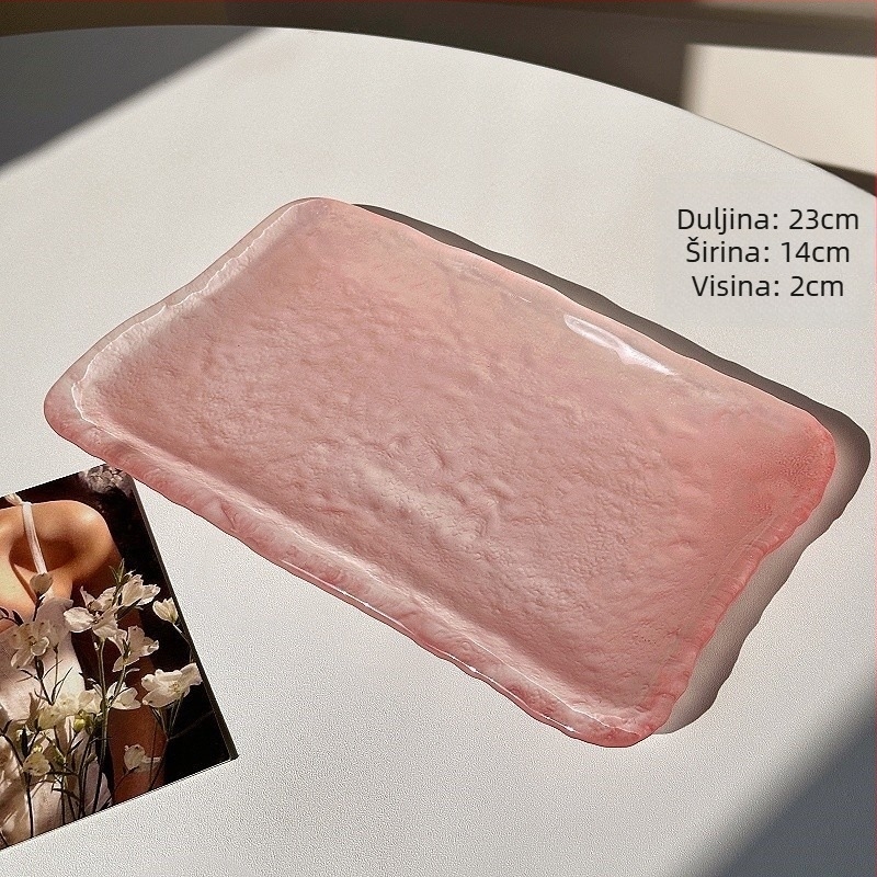 Plošna staklena tanjura - kružnog oblika, skandinavski stil, jednobojni uzorak, premium kvaliteta