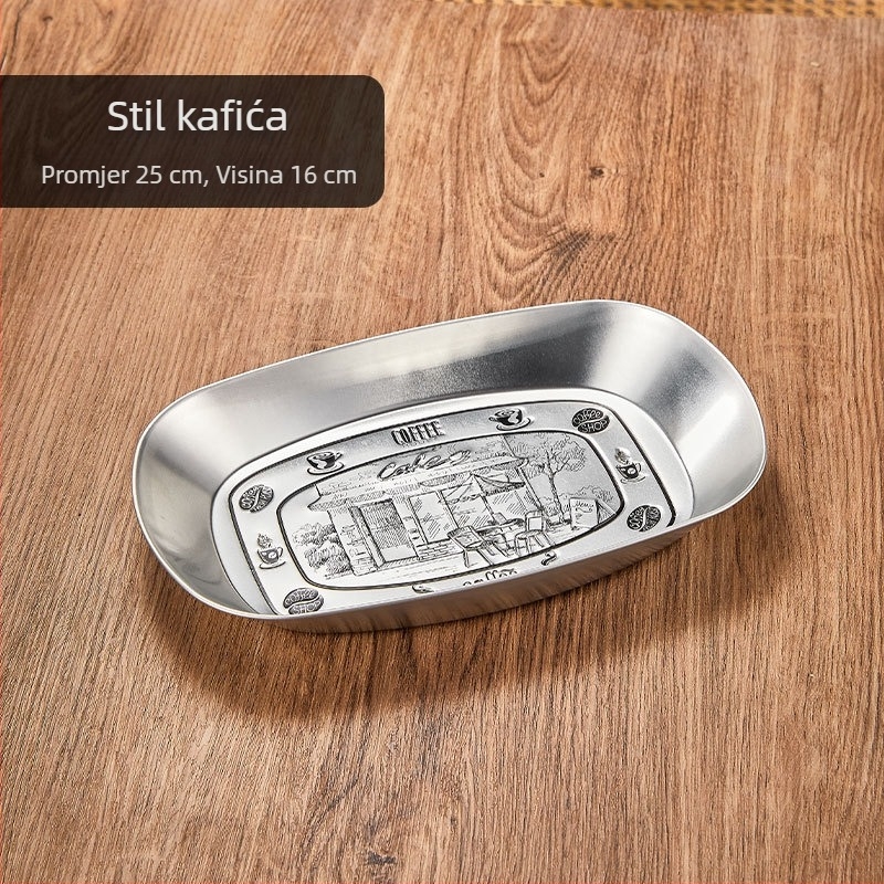 Retro metalni tanjur za prženu piletinu i pomfrit, piknički tanjur, kreativan metalni poslužavnik, tanjur za užinu i suho voće, korejskog stila užina